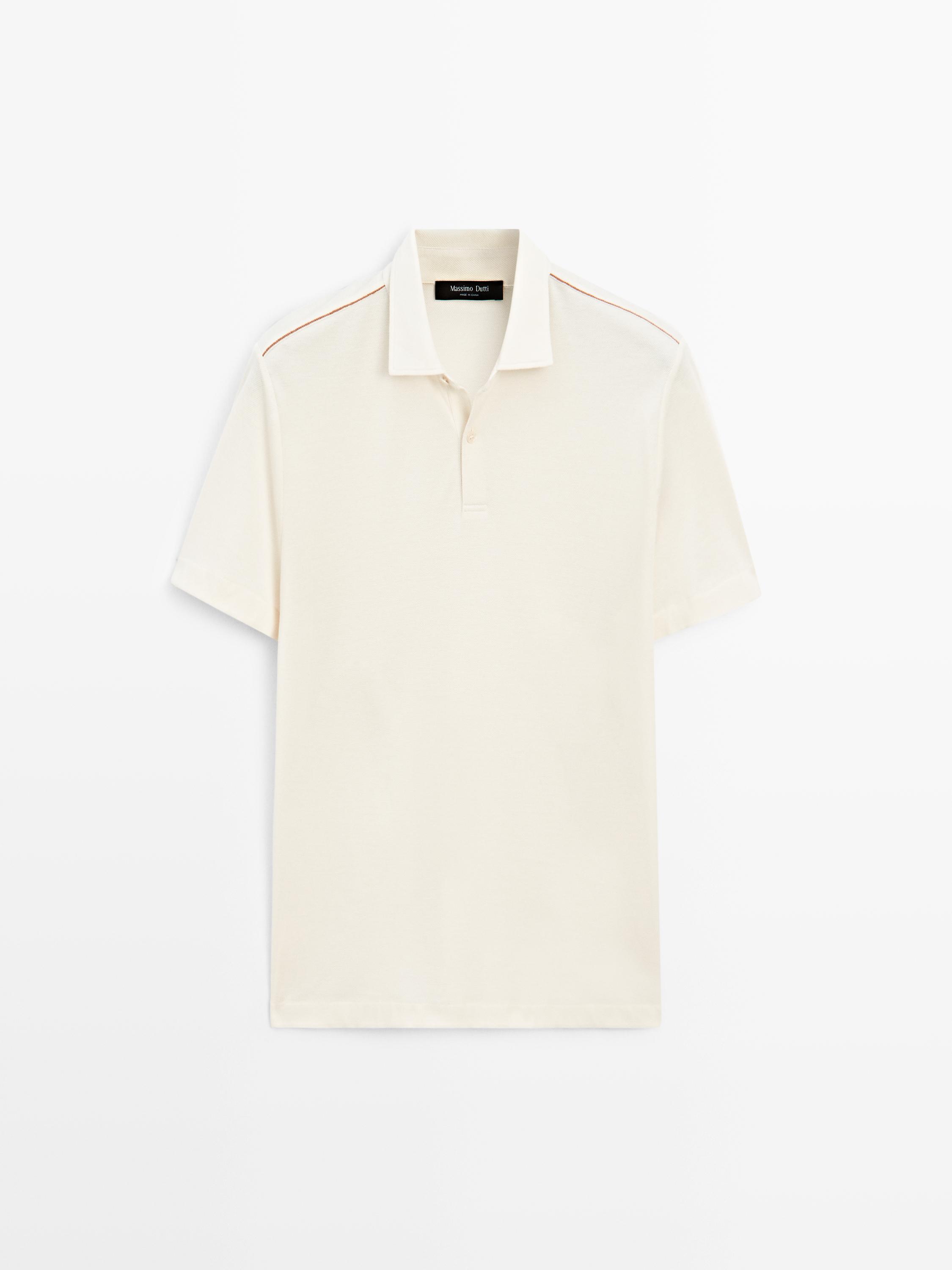Short sleeve polo shirt with contrast seam detail